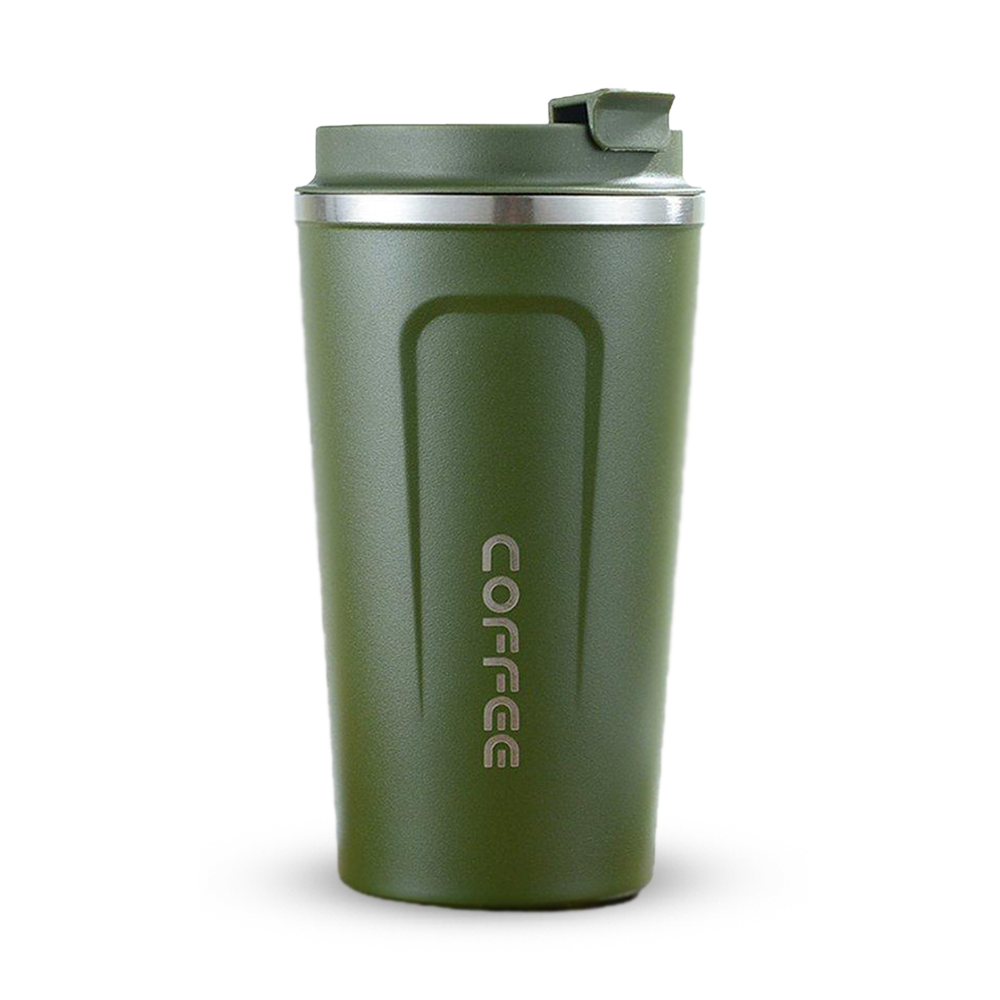 Double Wall Stainless Steel Vacuum Insulated Travel Tea Coffee Mug Cup for Hot & Cold Drinks Car Thermos Mugs Thermal Bottle Tumbler Flasks (Green | 510ML)