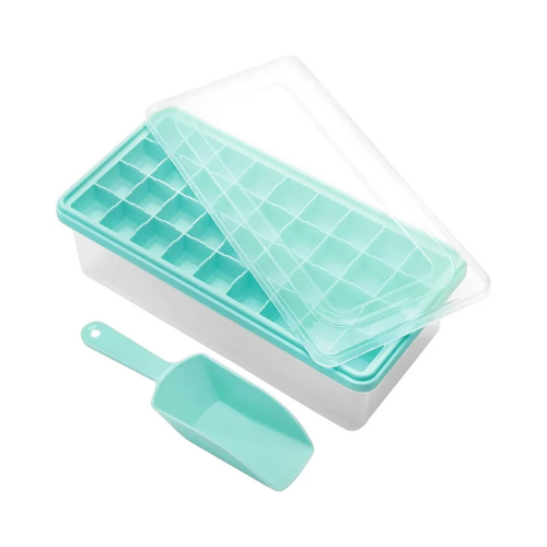 36 Chamber Silicone Ice Cube Tray with Lid - Pastal Green