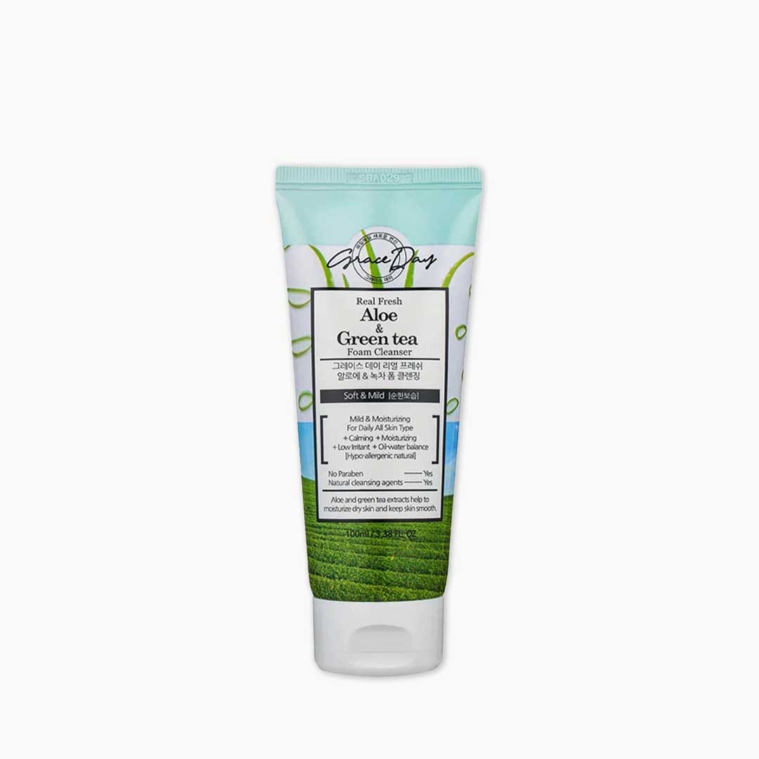 Grace Day Real Fresh Aloe & Green Tea Foam Cleanser - 100ml