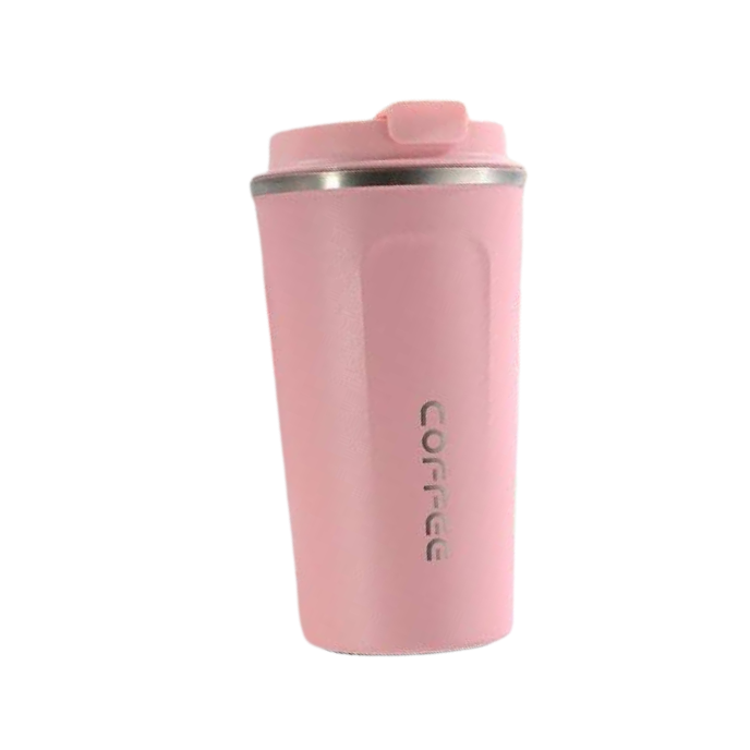 Double Wall Stainless Steel Vacuum Insulated Travel Tea Coffee Mug Cup for Hot & Cold Drinks Car Thermos Mugs Thermal Bottle Tumbler Flasks (Light Pink | 510ML)