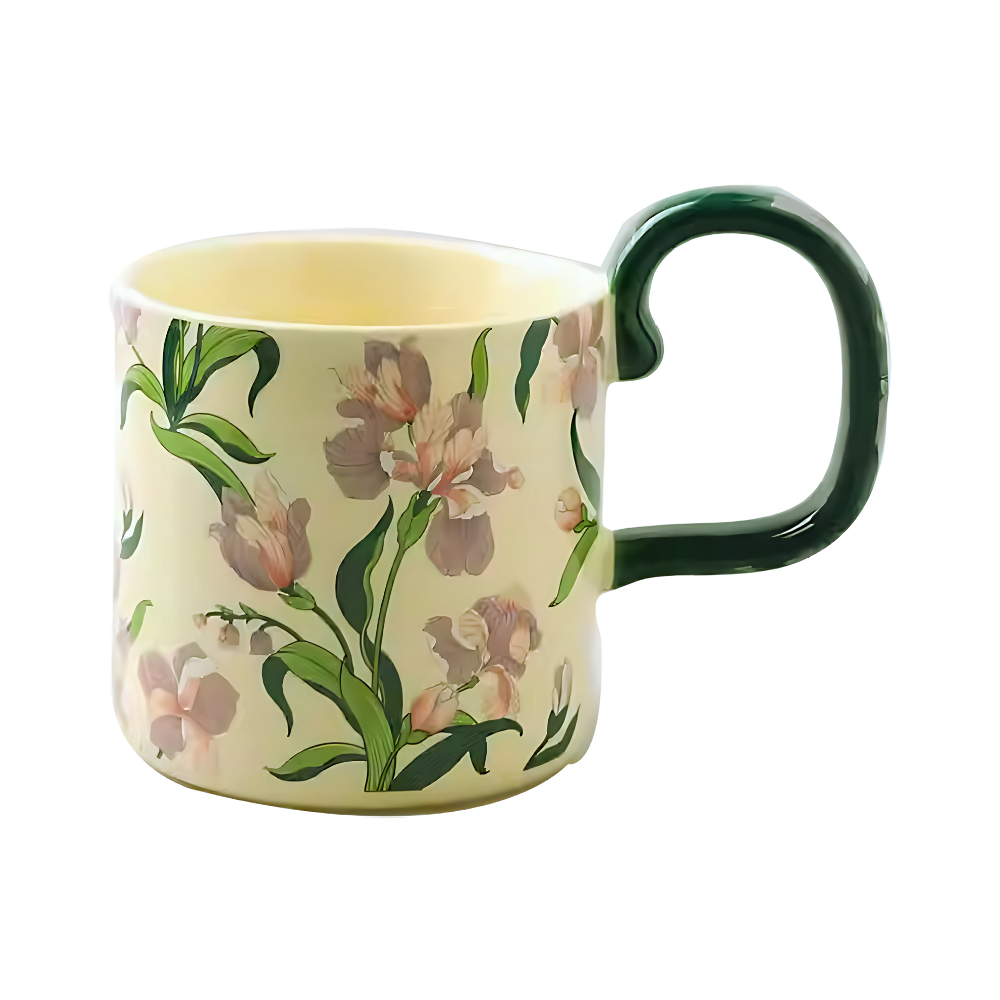 Floral Purple Ceramic Coffee Mug - 400ml