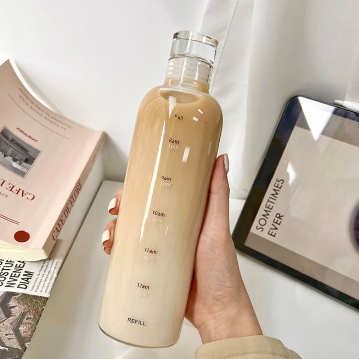 500ml Natural transparent glass water bottle