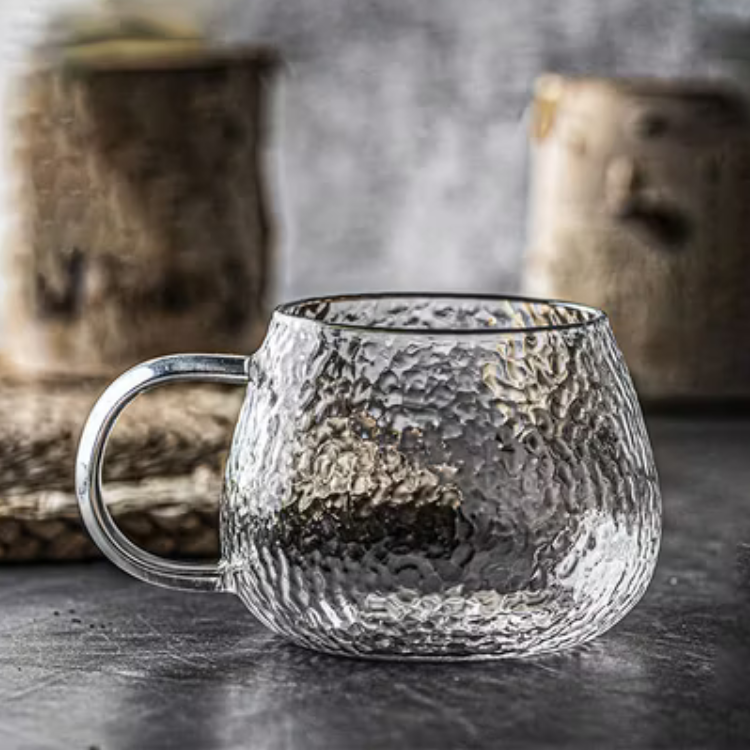 Hammered Glass Cup 490ml Set - Natural Color