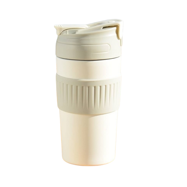 White thermal Hot and Cool Premium coffee mug with grip -  510ml