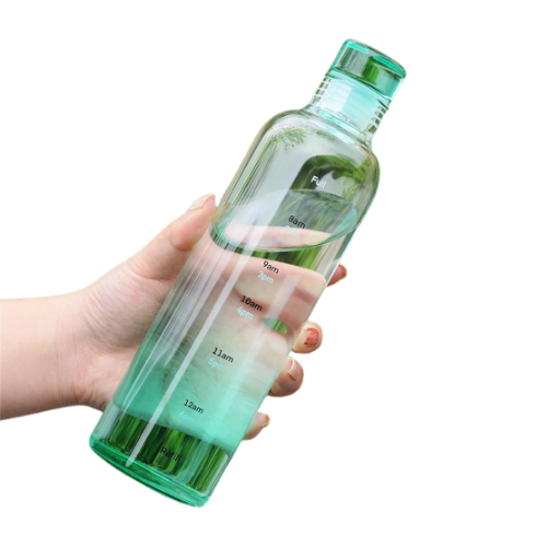 Glass Water Bottle with Cover -  500ml (Green)