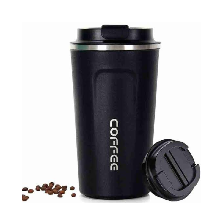 Double Wall Stainless Steel Vacuum Insulated Travel Tea Coffee Mug Cup for Hot & Cold Drinks Car Thermos Mugs Thermal Bottle Tumbler Flasks (Black | 510ML)