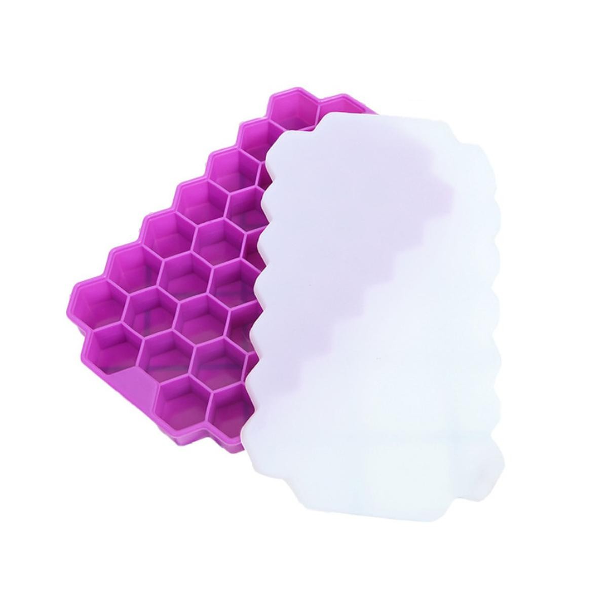 Ice Cube Tray Silicone for Freezer Honeycomb 37 Cavity Ice Cube Mould Flexible Tray for Freezer -  Purple