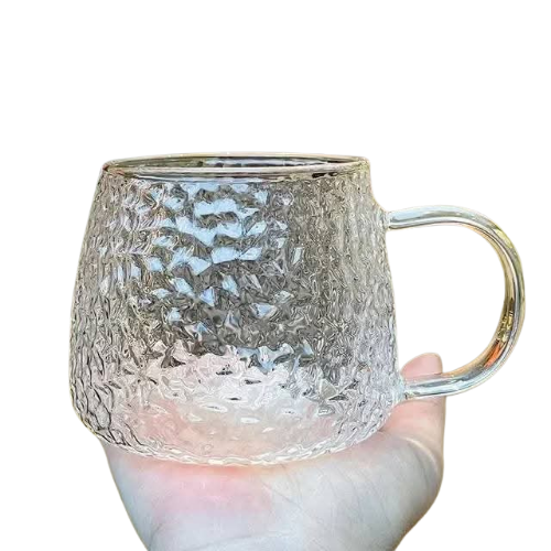 Hammered Glass Cup - 440ml - Transparent Handel