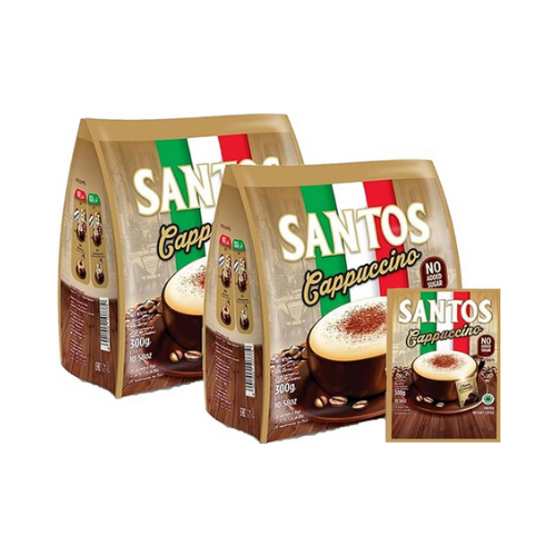 Santos Cappuccino Premix Instant Coffee (No Added Sugar) 20 Sachetx15gm