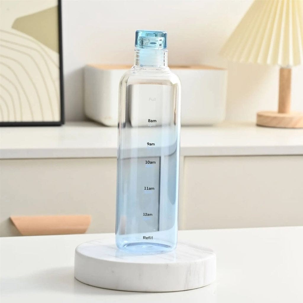 Glass Water Bottle without Cover -  500ml (Blue)