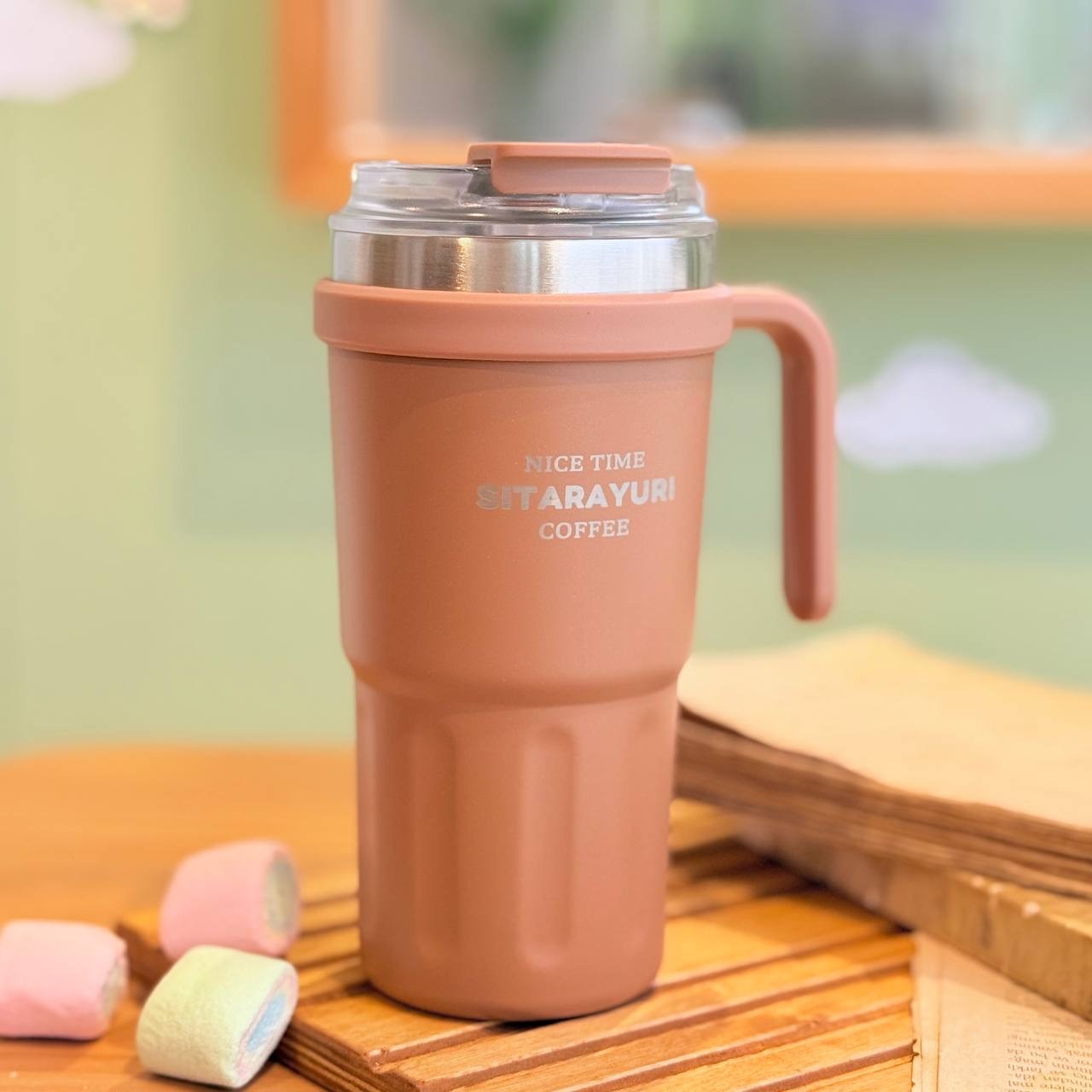 SITARAYURI 600ml Coffee Tumbler - Lite Brown