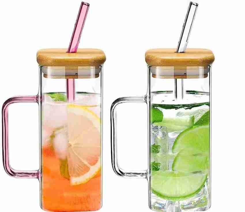 Glass Mug with Wooden led & Straw -280ml