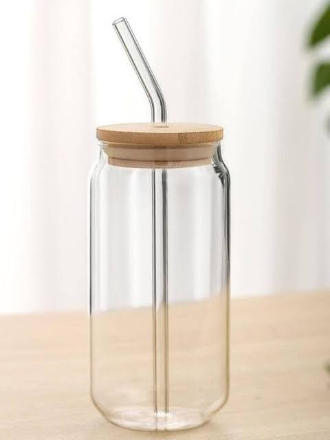 Glass Juice Jar  with glass straw-400ml+