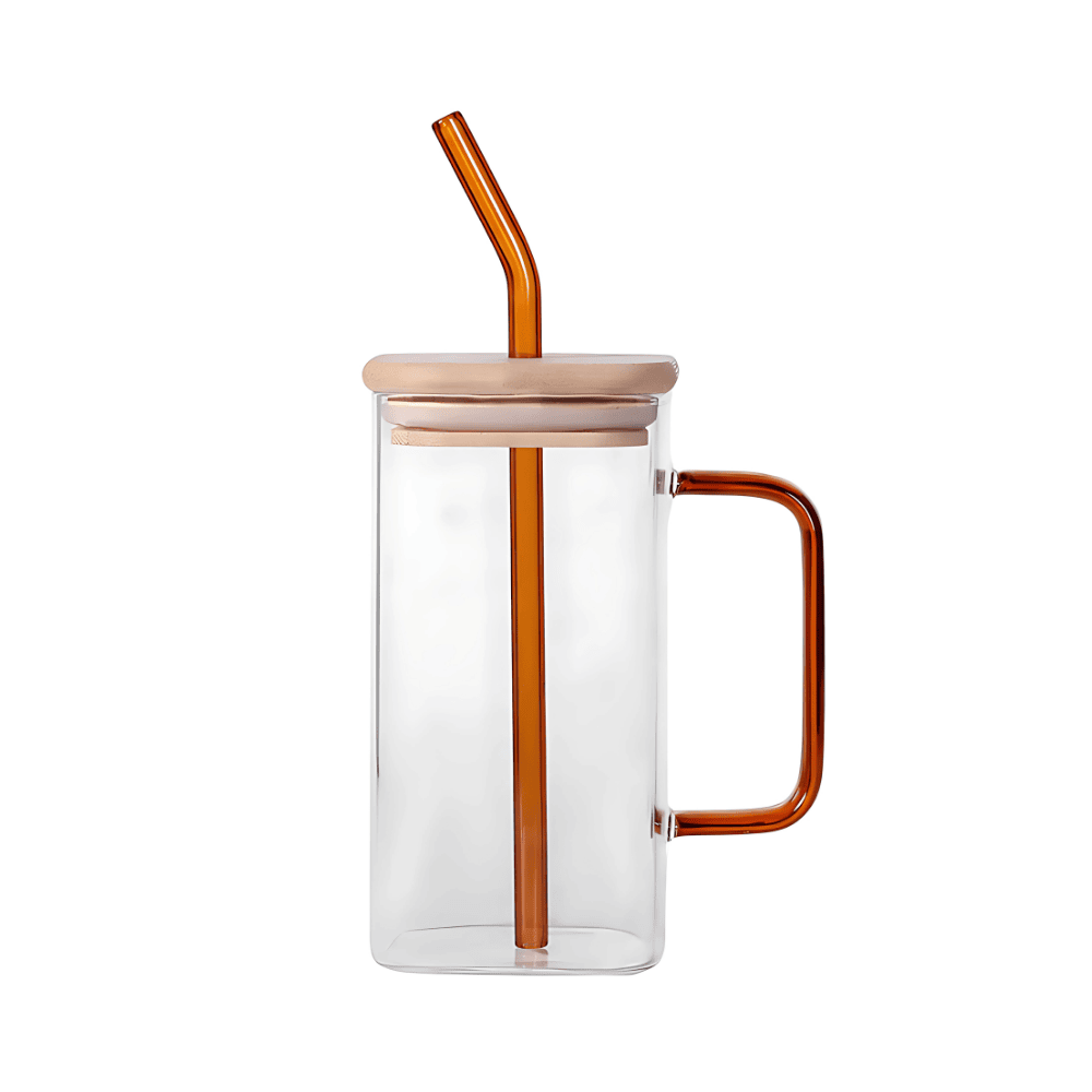 SQUARE GLASS JUICE TUMBLER - 400ML ( COFFEE COLOR)